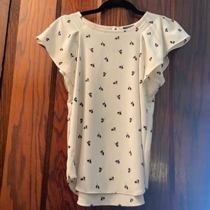 flutter sleeve blouse - blck/why/taupe/flwr